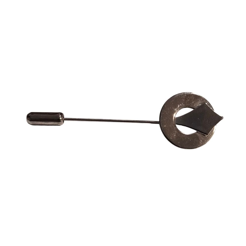 Vintage Silver Geometric Stick Pin Minimalist Lapel Pin Circle Diamond Y2K